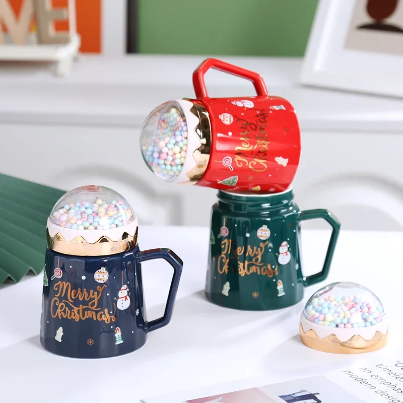 Tazza Di Natale In Ceramica 3D A Forma Di Albero Con Cucchiaino - Regalo Festivo 350 Ml (Rosso)