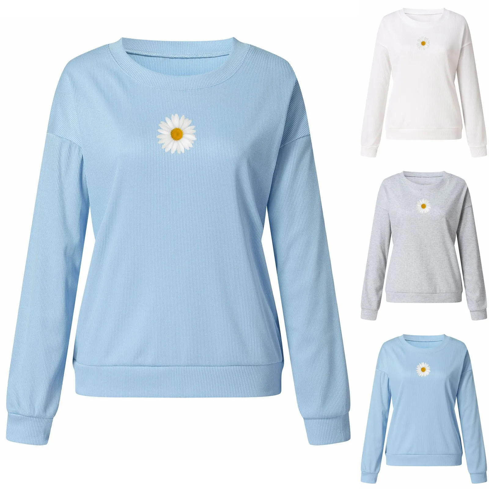 

Women Fashion Print Print Sweatshirt Loose Round Neck Long Sleeve Blouse Top Sweatsuit Round Neck Long Sleeve Blouse Top