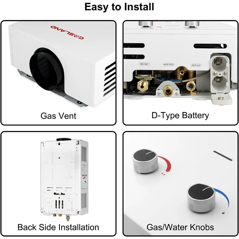 Tankless Water Heater, Gasland Outdoors Propane Water Heater 12L BS318 3.18GPM, Portable Hot Heater for Cabin & Barn