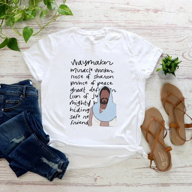 Waymaker Women T Shirt Christian Tees Religious Faith T-shirt Jesus Clothing Unisex Graphic T Shirts Summer Short Sleeve Tops 5