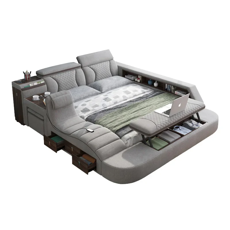 

Недорогая двуспальная кровать, эстетическая Роскошная Современная двуспальная кровать, двуспальная кожаная кровать, мебель для спальни