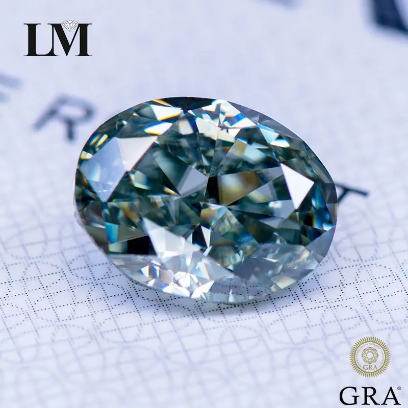 

Moissanite Lab Grown Diamond Grayish Yellow Primary Color Oval Cut Gemstone Charm Woman Jewelry Making Materials with GRA Report