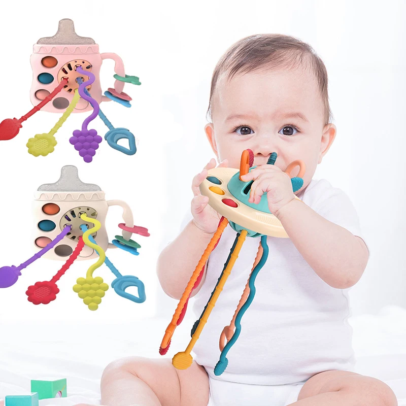 

Montessori Sensory Toys Baby Bottle Pull String Toys Baby Activity Motor Skill Development Educational Toy for Babies 1 2 3 Year