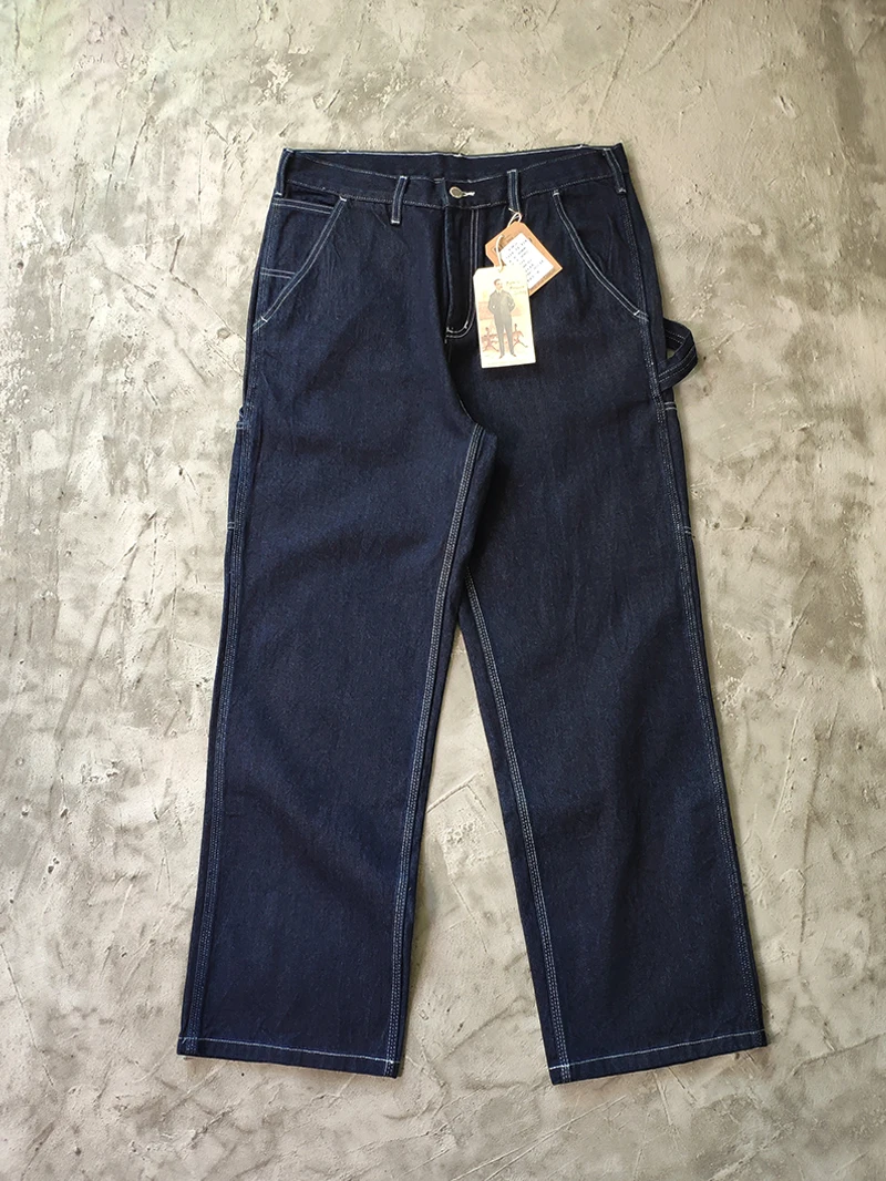 13.5oz Original Color Washed Denim Workwear Jeans Multi Pockets Logging Heavyweight American Retro Outdoor Loose Straight Pants 3