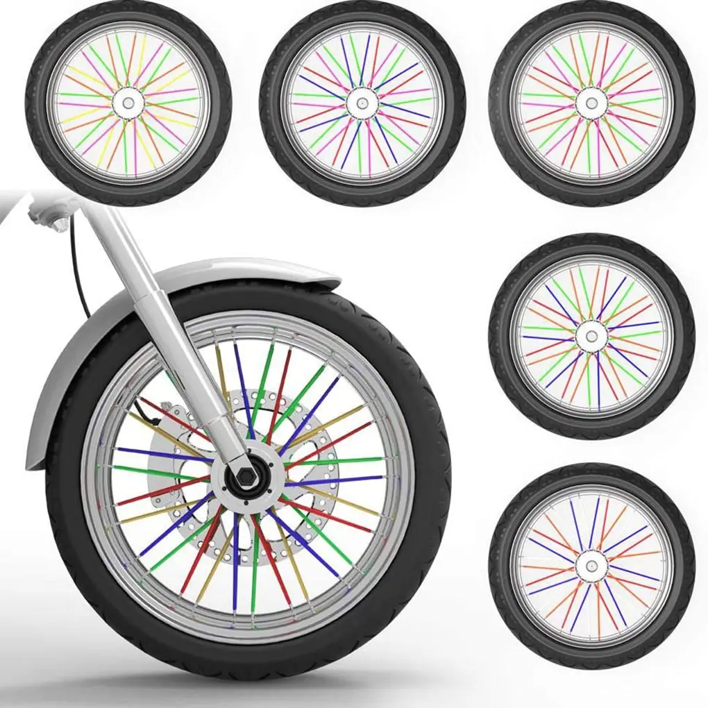 72pcs Bike Wheel Spoke Wraps Cover Motorcycle Tire Spoke Plastic Sleeves Bicycle Decoration bike accessories,bicycle wheel protector wraps