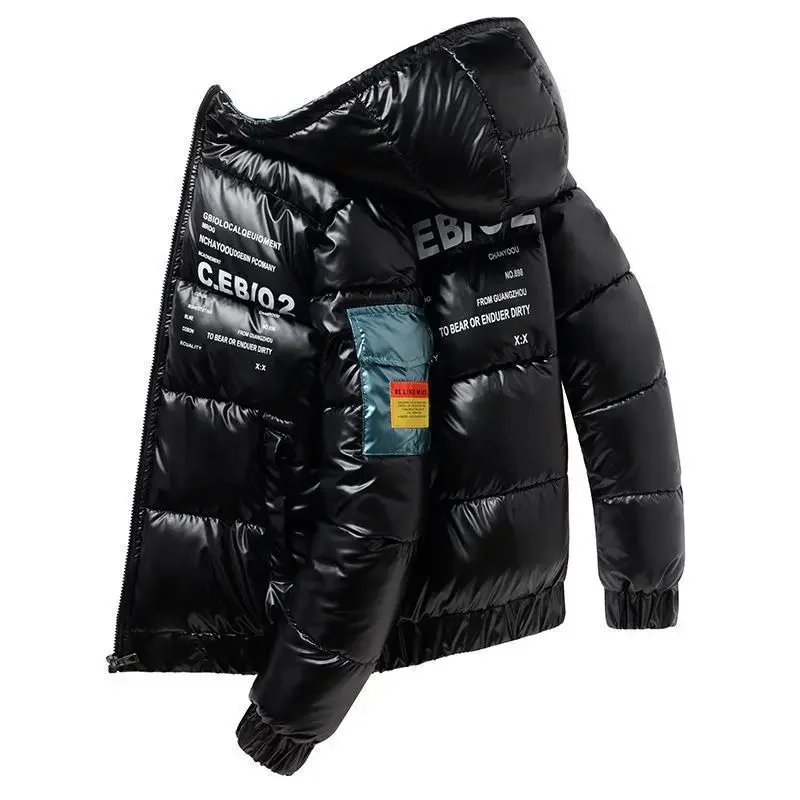 Men Thicken Warm Winter Leather Jacket Casual Parka Outwear Autumn Waterproof Stand Collar Hooded Coat