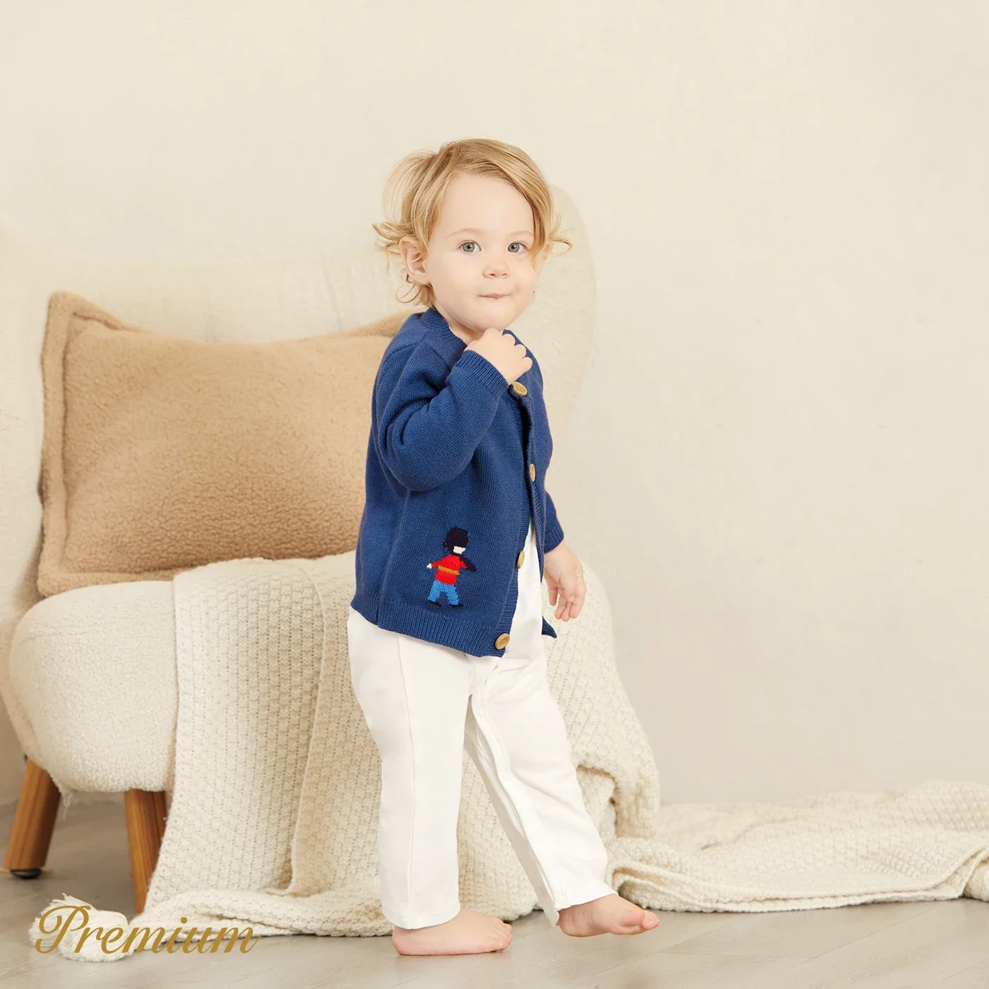 Knit Sweater PatPat Medium Thick School Style Boys' Solid Sweater with Secret Button Casual/Outdoor Solid color Soft and Comfortable