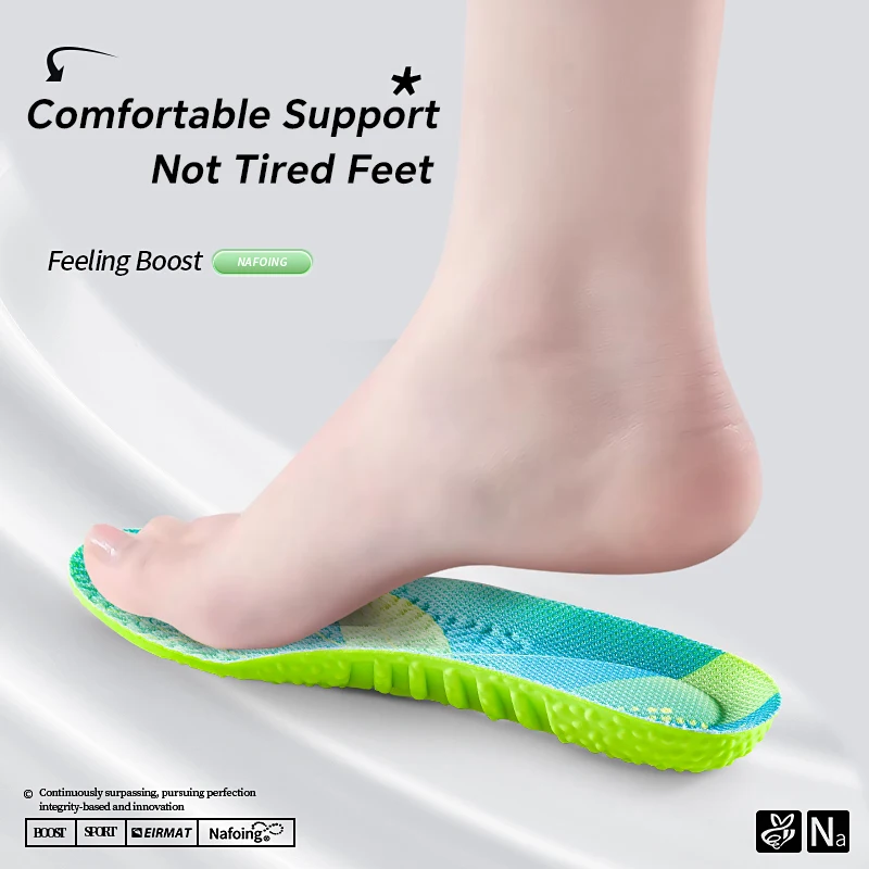 4D Soft Antibacterial Fabric Sports Insoles 1 Pair Ultra-Breathable High-Impact Shock Absorption Air Cushion Hiking Insoles