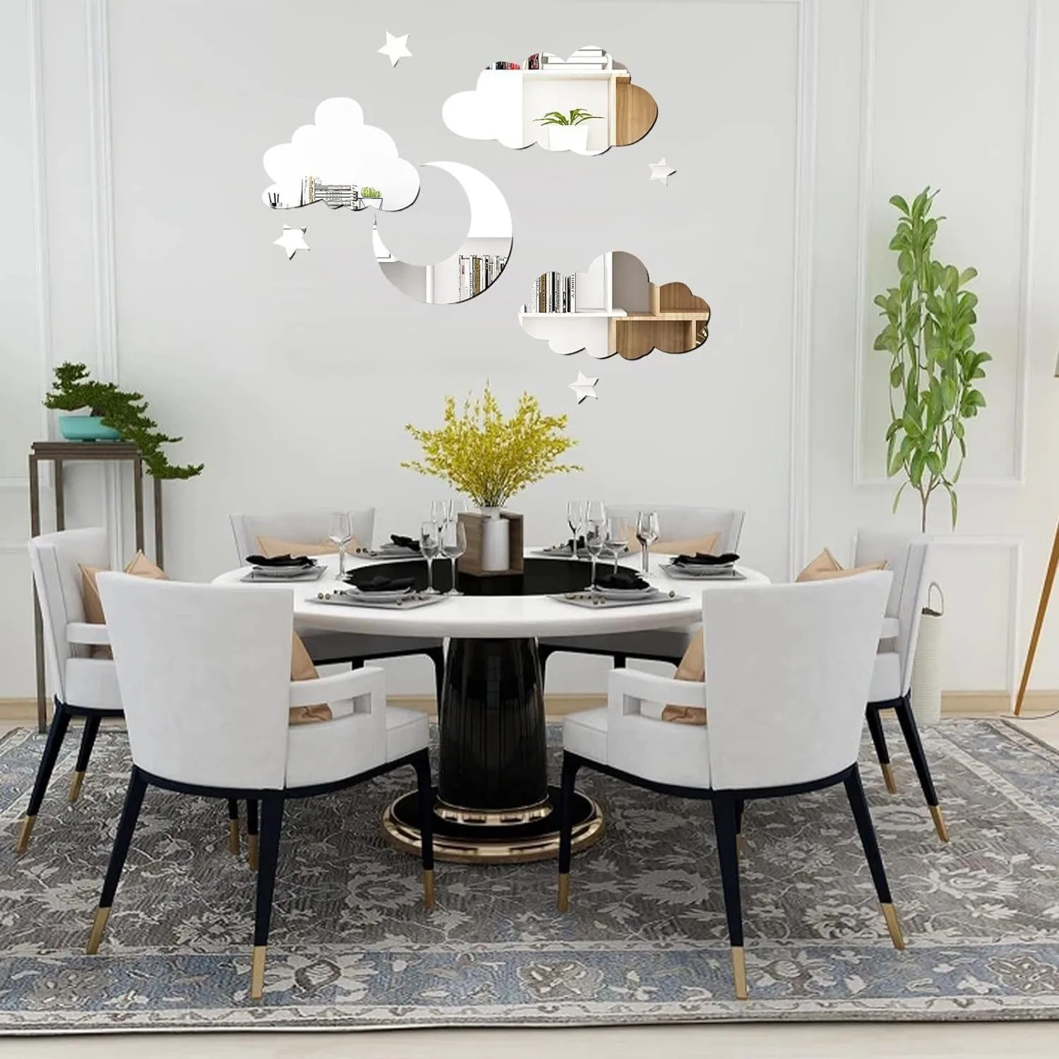Wall Sticker Star Moon Cloud Shape Acrylic Mirror 3D Lenses for Wall Decoration Children's Room Living Rooms Bedrooms Decoration