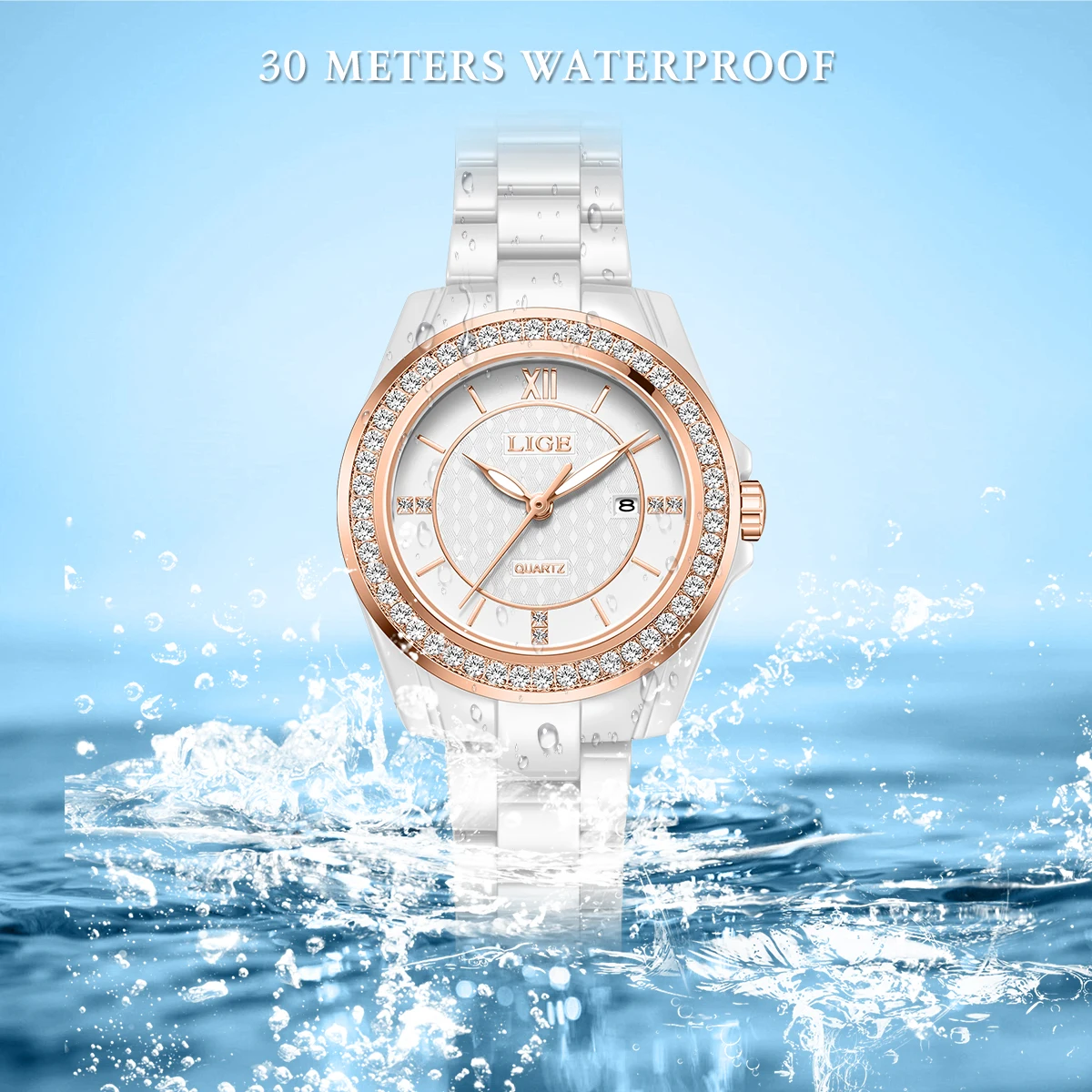 LIGE Elegant Women's Luxury Fashion Wristwatch with Quartz Movement in Stainless Steel