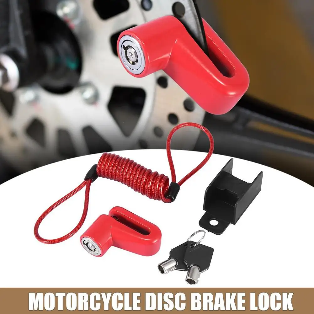 Motorcycle Disc Brake Lock 1 Set Motorcycle Disc Brake Lock with Red Rope Kit Aluminum Alloy Mountain Road Bike Anti-theft Lock