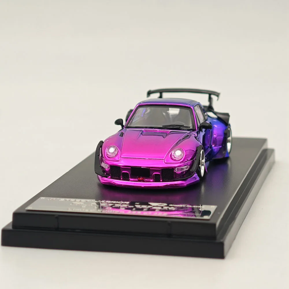 STREET WARRIOR SW 1/64 for 993 RWB Gradient Chrome Purple Diecast Models Car Toy Limited 499 Collection Auto Gift 