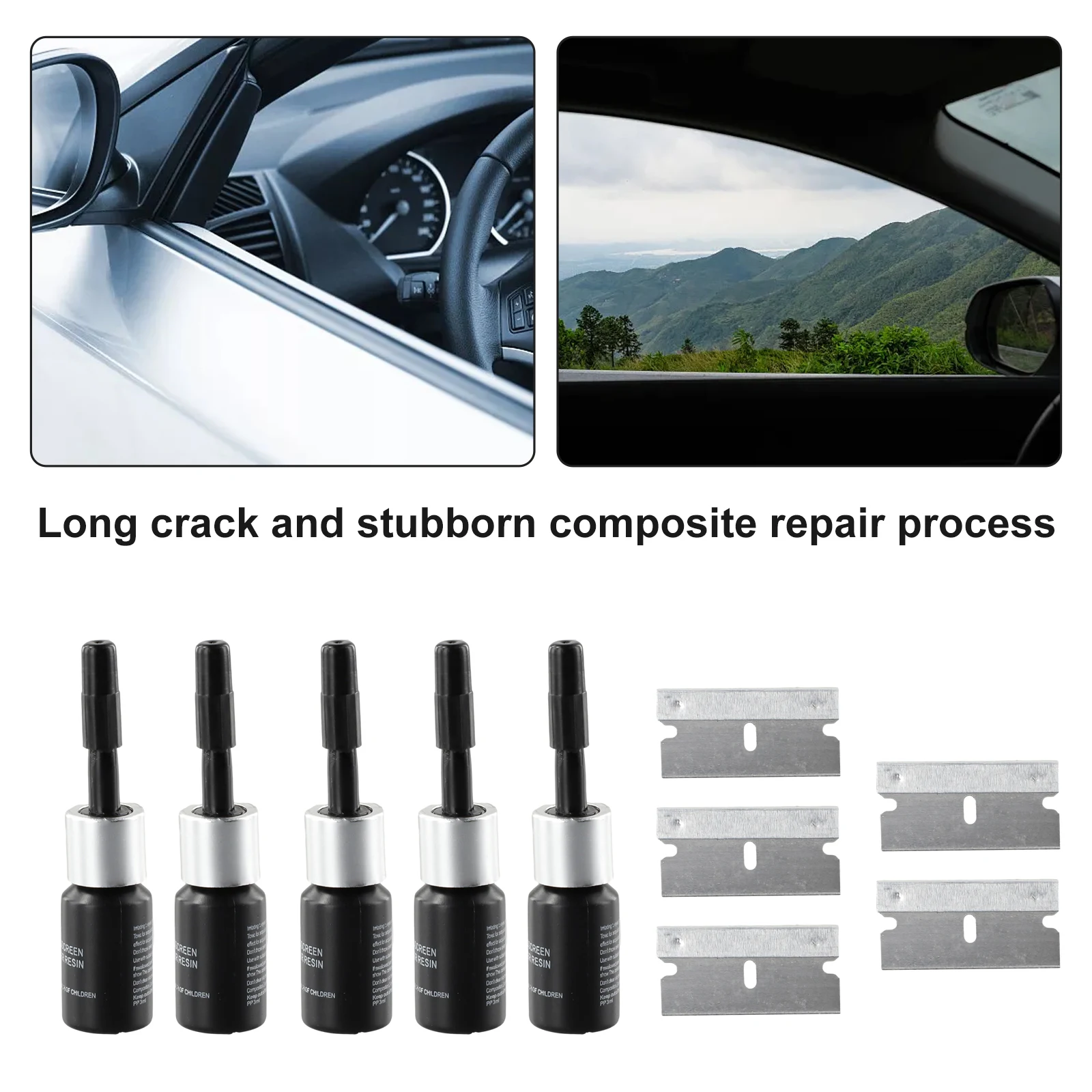 5PCS Automotive Glass Nano Repair Fluid Car Windshield Resin Crack Tool Kit Auto Glass Scratch Repair Glass Filler 4