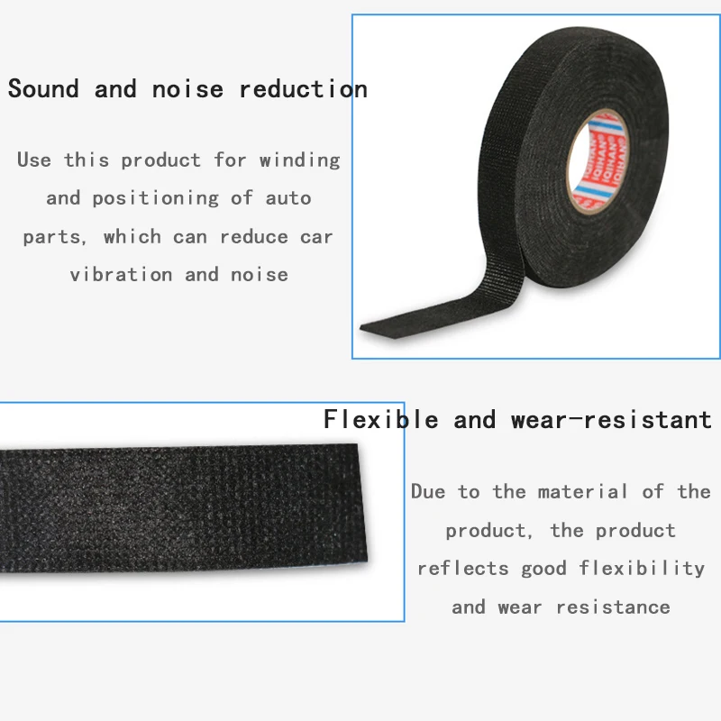 1pc Heat-resistant Adhesive Cloth Fabric Tape For Car Auto Cable Harness Wiring Loom Protection Width 9/15/19/25/32MM Length 15M