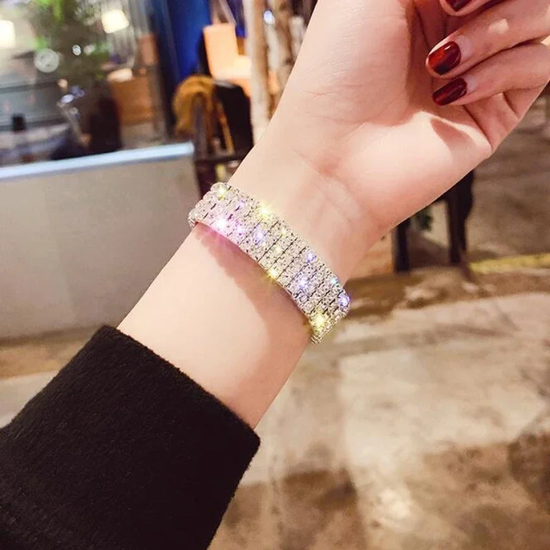 new European Style Women Element Fashion Bracelet Jewelry Punk Hip Hop Bracelet Inlay Rhinestone Gift