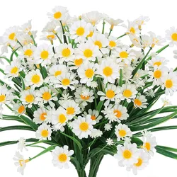 Artificial Flowers Daisies UV Resistant Colorfast Plastic Plants Home Decor Windows Outdoor Plastic Flowers