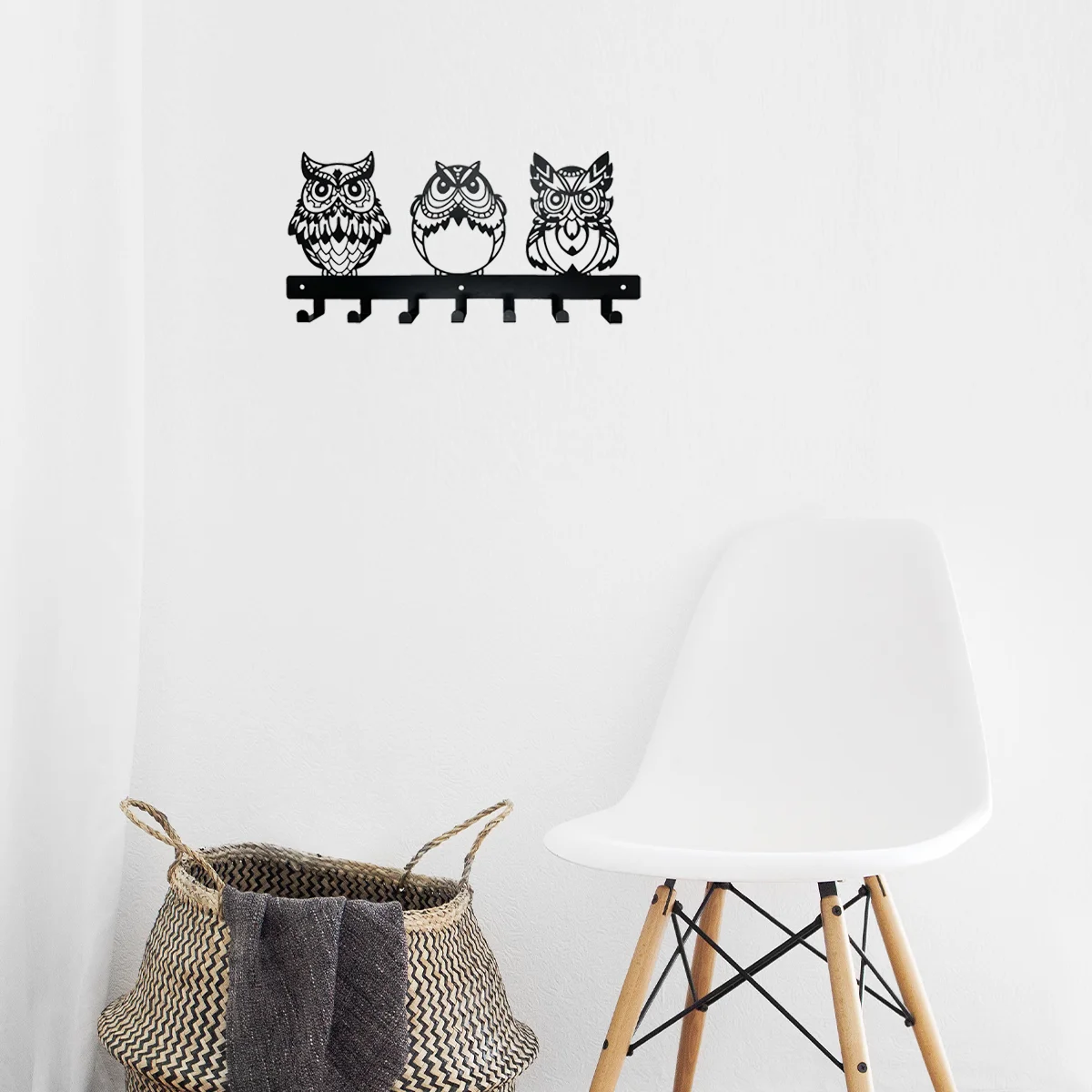 

Promotion Metal Owl Wall Mounted Coat Rack Decorative Row Hook Household Multipurpose Coat Hat Key Rack Towel Hanger Coat Rack