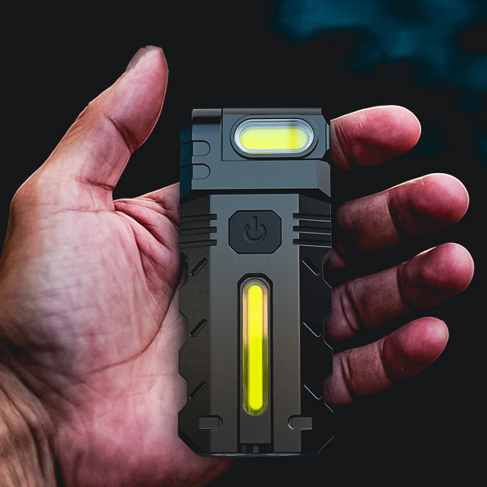 Magnetic LED Flashlight Compact Torch USB Rechargeable EDC Pocket Flashlight Waterproof Portable Work Light for Camping Hiking
