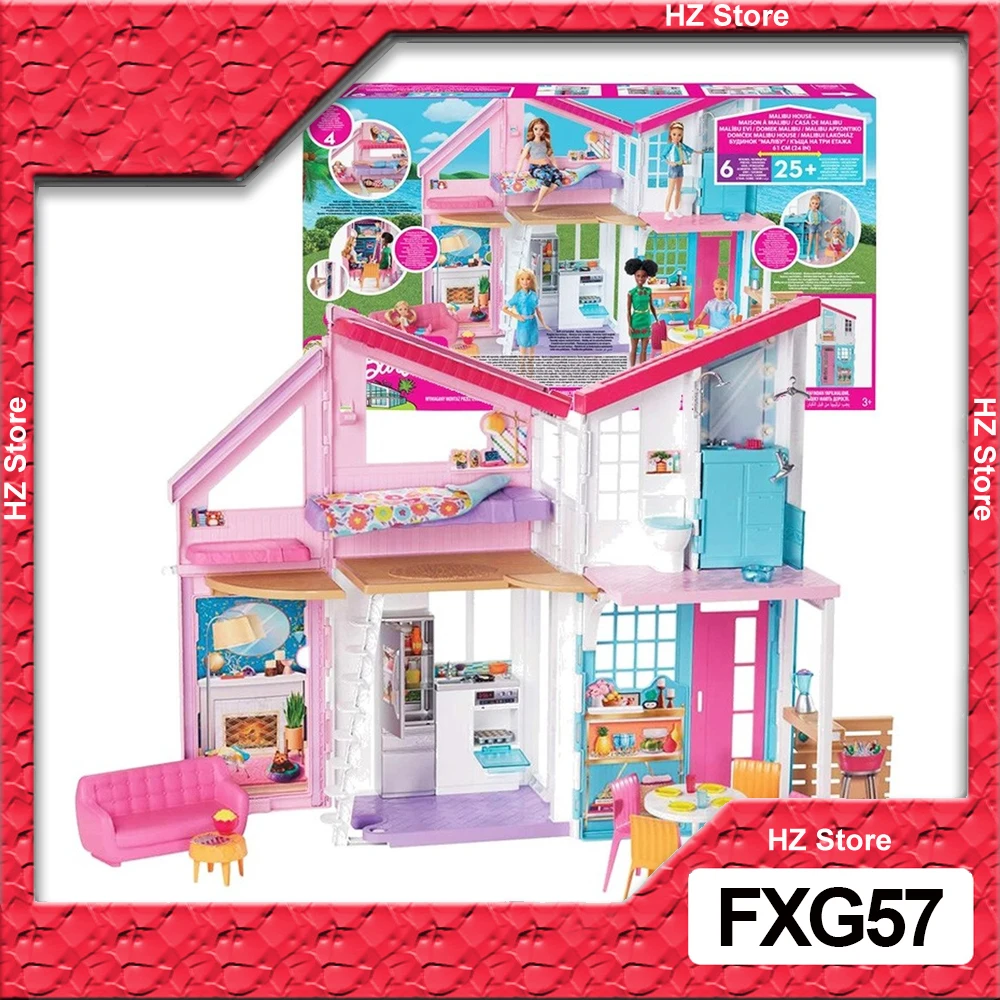 Barbie Malibu House Dollhouse Playset with 25+ Furniture and