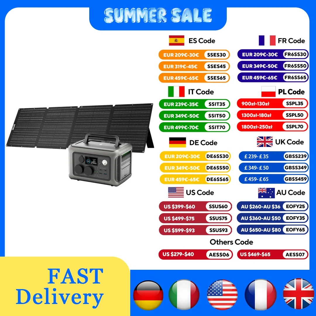 เครื่องกำเนิดไฟฟ้าพลังงานแสงอาทิตย์แบบพกพา 600W พร้อมแผงโซลาร์เซลล์