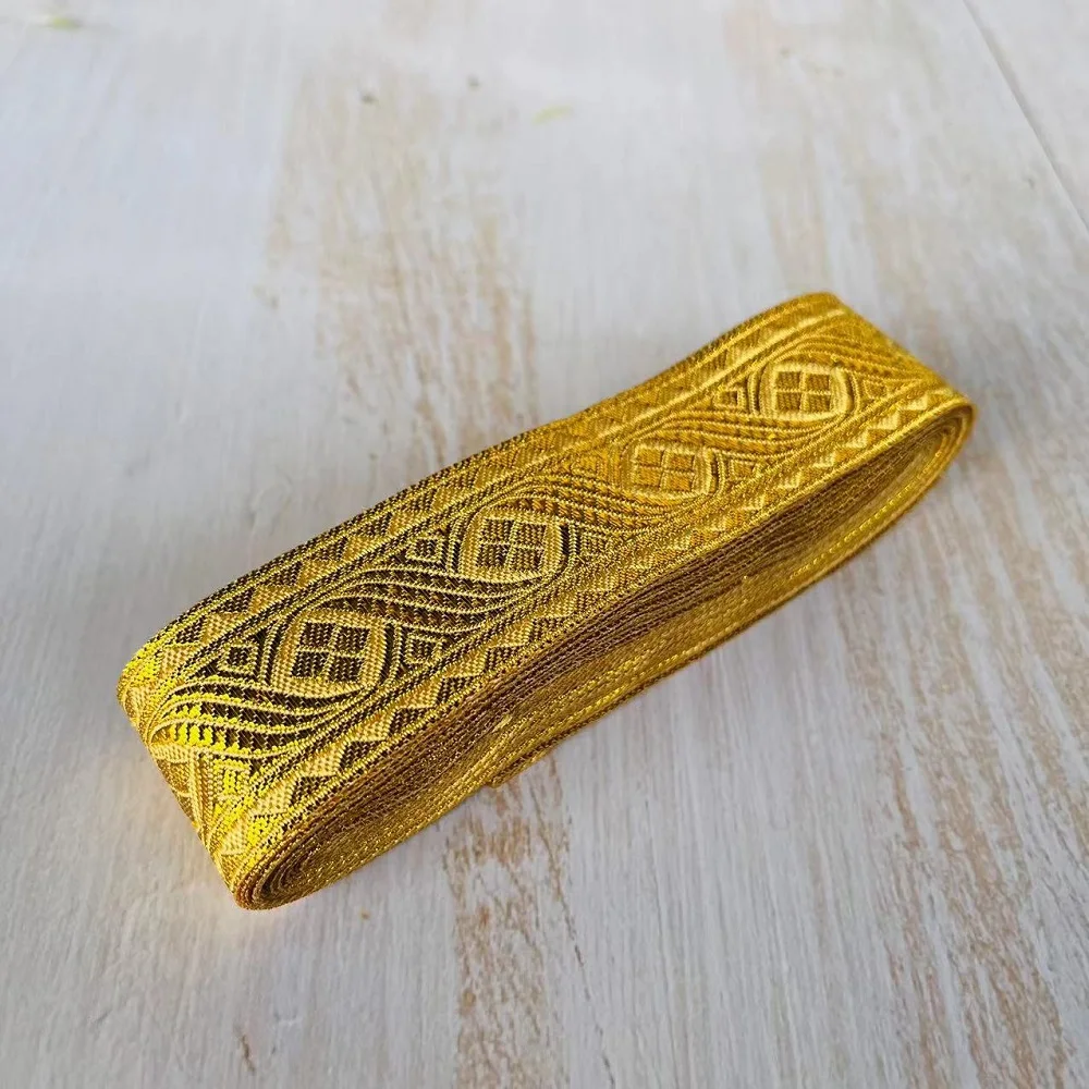 7 метров/партия, золотистая Женская жаккардовая лента в этническом стиле, 3,3 см