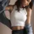 Women Solid O Neck Ribbed Sleeveless Tank Top Camisole Women Summer Basic Elastic Black Crop Top Ladies