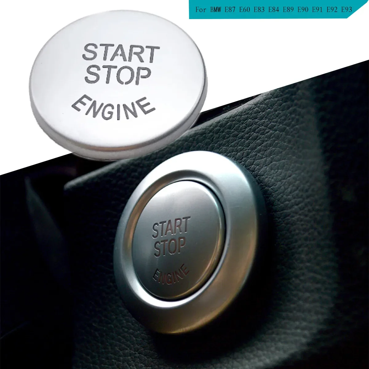 thumbnail interactive-video image 1 of Partol Car Engine Start Stop Switch Button Cover For BMW E60 E70 E71 E72 E83 E84 E90 E91 E92 E93 3 5 Series Engine Switch Power Ignition Start Stop Button Replacement Black 1 of 14