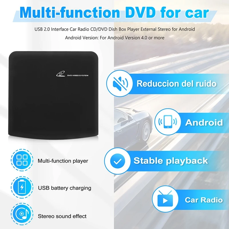 Car Radio Car Radio CD/DVD Dish Box Player USB 2.0 Interface External Stereo for Android Player