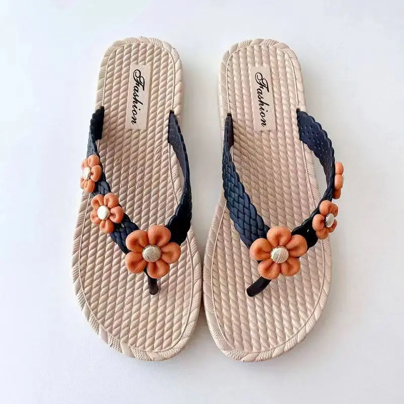 

Летние женские шлепанцы, повседневные женские нескользящие модные домашние Повседневные тапочки с цветами, уличные пляжные Тапочки
