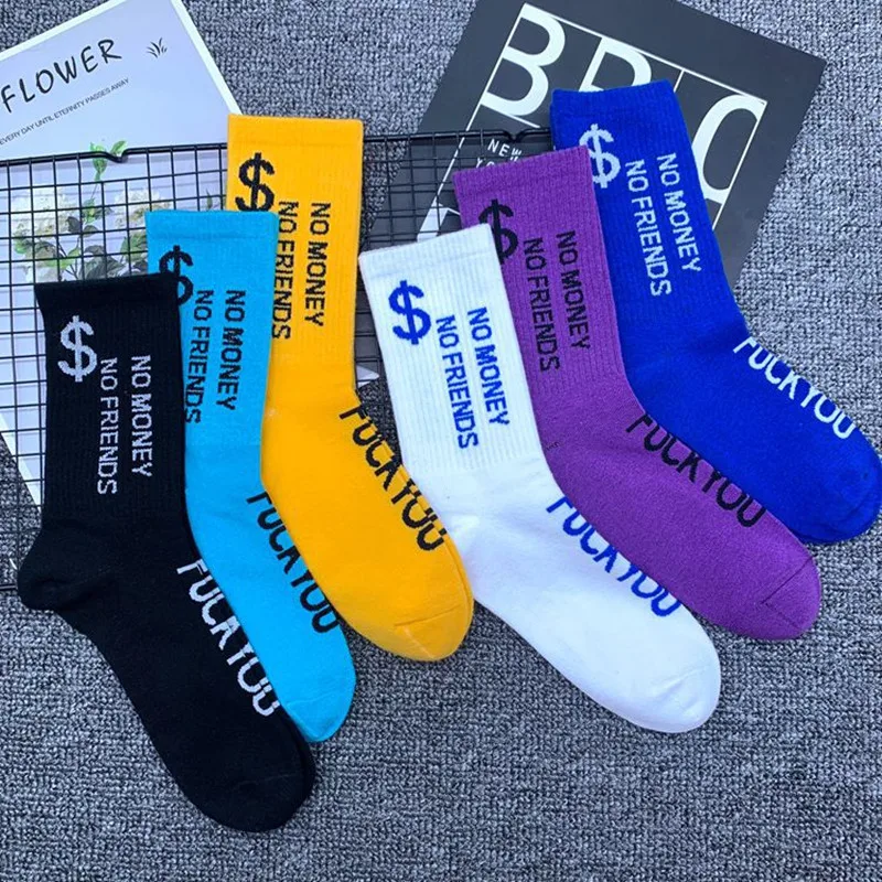 3 Pairs Hip Hop Socks Mens High Quality Cotton Socks Streetwear Casual Skateboard Sock  Unisex Harajuku Harajuku Skate Long Sock