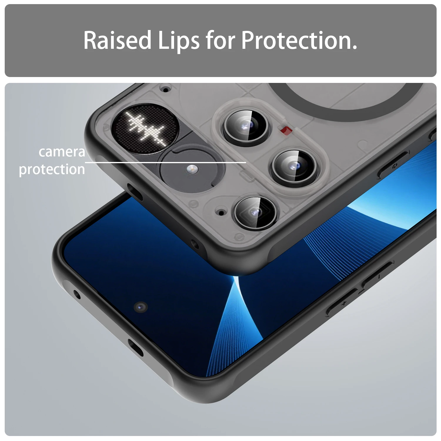 Translucent Frosted Shield Shockproof Case with Magnetic Back Cover