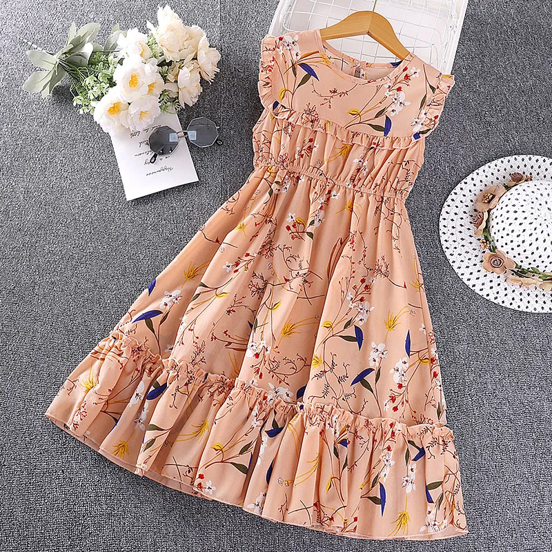 Children Girls Summer Casual Sleeveless Dress 5-12T Crew Neck Floral Dress Cool Breathable Princess Dress Kids Daily Clothes Children Girls Summer Casual Sleeveless Dress 5-12T Crew Neck Floral Dress Cool Breathable Princess Dress Kids Daily Clothes