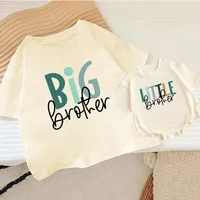 Big Brother/little Brother Print Family Brother Outfits Short Sleeve Kids -shirt+baby Romper Summer Retro Brother Outfit Clothes 1