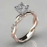 Popular and Elegant Princess-cut diamond ring with twisted braid and modern design. - Image 3