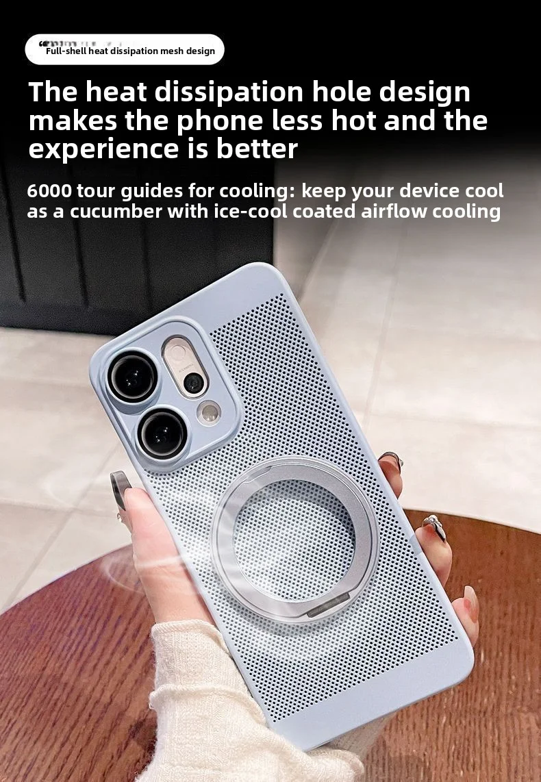 Durable Hard PC Ring Stand Magnetic Protective Back Cover with Heat Dissipation