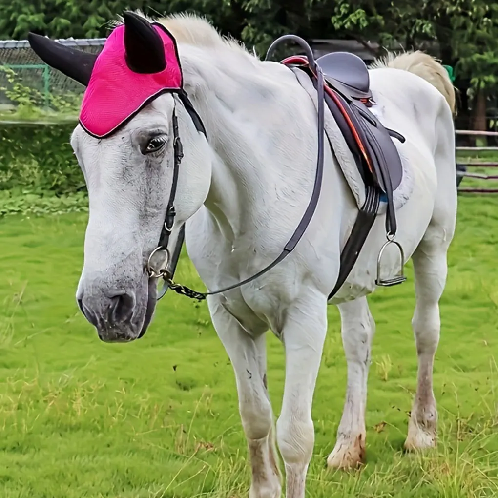 Horse Riding Ear Cover Breathable Meshed Horse Ear Shield Equestrian Equipment Fly Mask Bonnet Net Protector