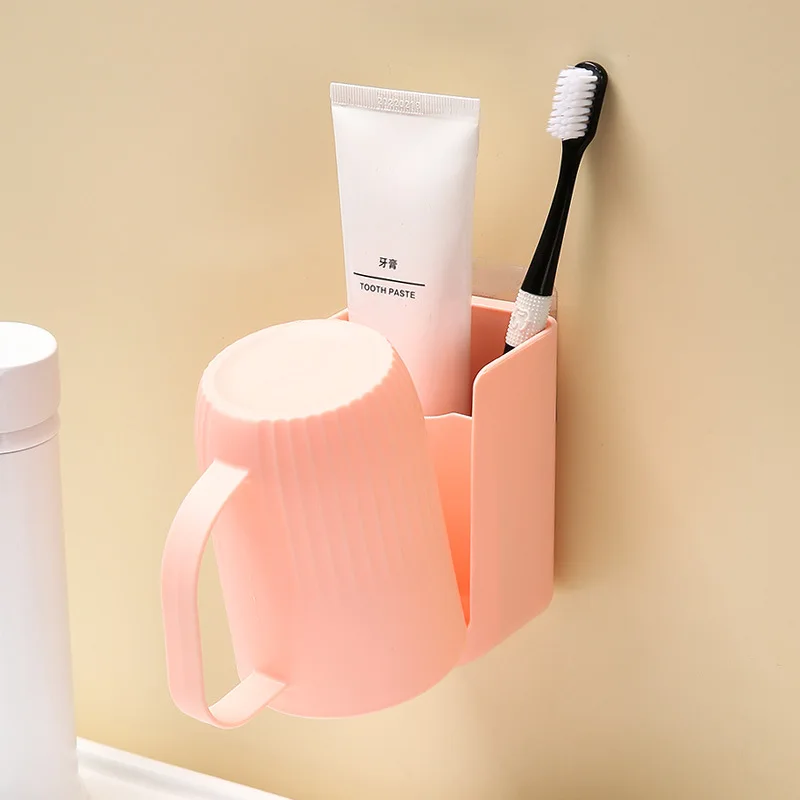 Wall Mounted Toothbrush Holder Punch-Free Quick Draining Tooth Brush Container Plastic Space Saving Toothpaste Dispenser toothbrush holder,toothpaste dispenser
