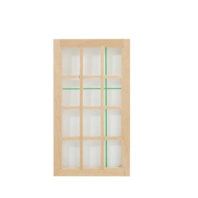 1/12 Dollhouse Miniature Wood External Single Door Wooden Window Frame DIY Accessories Doll House Furniture Toys Multi Styles 3
