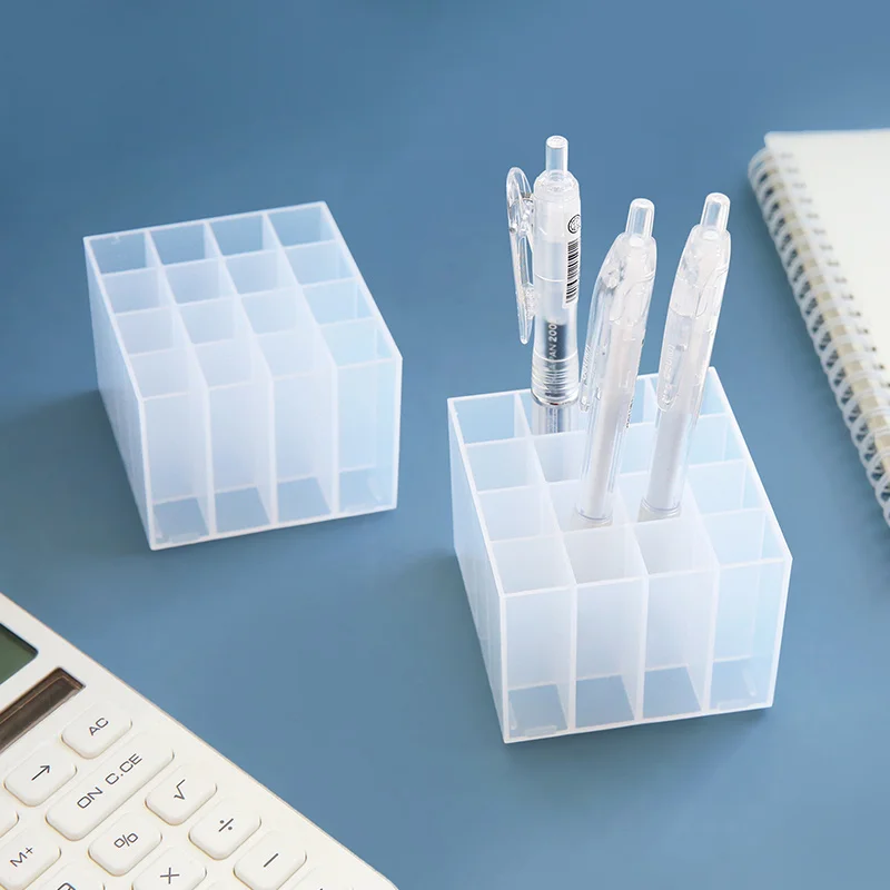 1pc Transparent Plastic Pen Holder for Desk Office Pencil Organizer 3