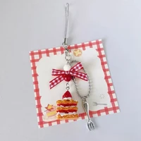 1 Piece Retro Kawaii Y2K Japanese Short Phone Charm Romantic Sweet Cake Dessert Strawberry Phone Pendant Universal Phone Lanyard 5