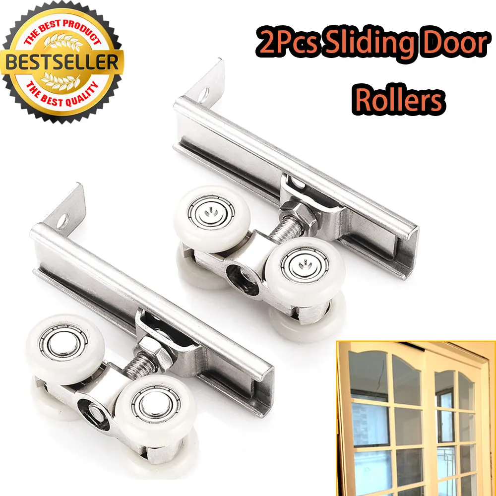 Rolo da Porta Deslizante com Rodas Suspensas Home Room Light Polia da Porta de Madeira Trilho Hardware Portas Deslizantes Pcs