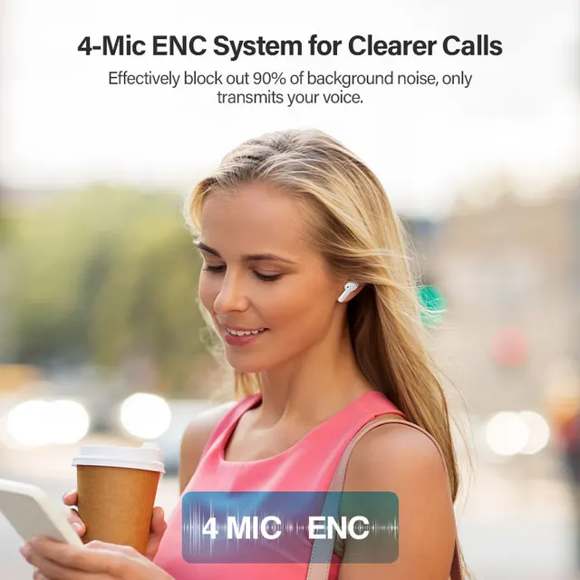 Auscultadores Inteligentes QCY T13 Sem Fios: ANC HD, Chamadas Nítidas, Bateria Duradoura