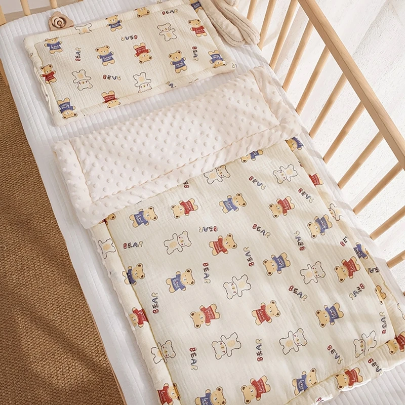 Cotton Baby Crib Mattress & Pillow Set Washable & Comfortable Cotton Baby Bedding Set Mattress with Pillow for Newborns