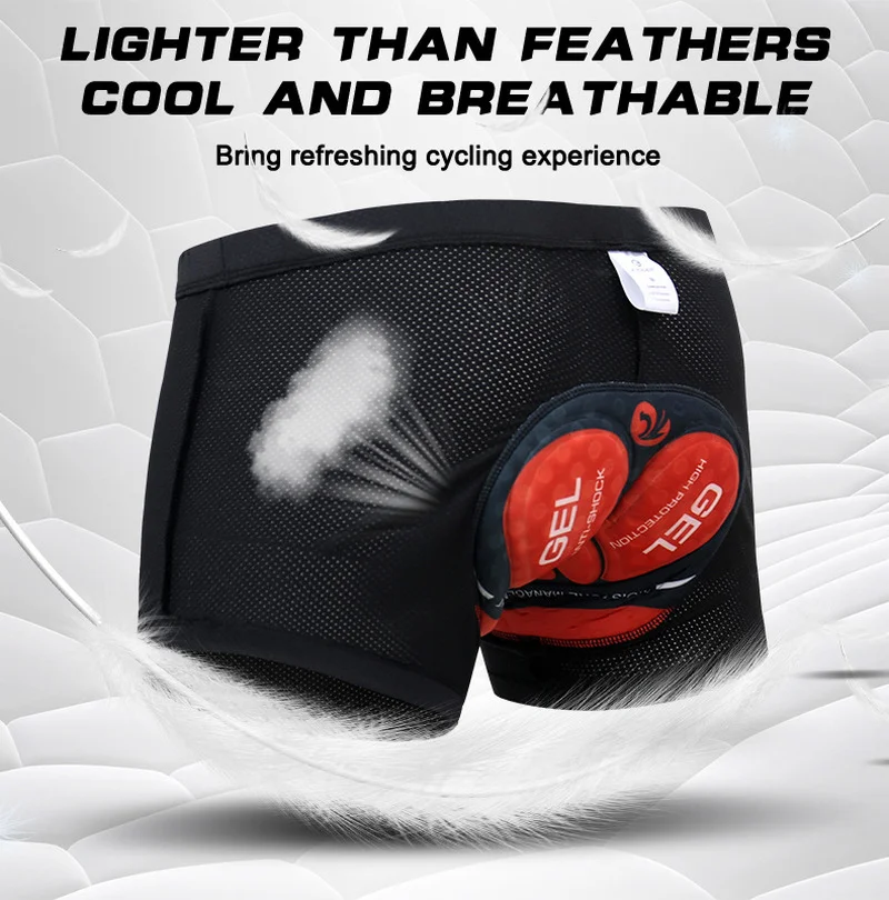 

BOLER Breathable Cycling Shorts Cycling Underwear 5D Gel Pad Shockproof Cycling Briefs MTB Road Cycling Underwear Men's Shorts