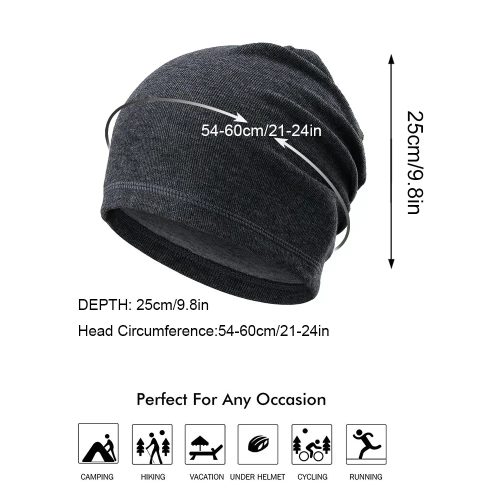 Winter Hats Winter Cycling Cap Sports Hat Winter Beanie Hat Thermal Warmer Cap Running Sports Stretch Fit Hats Thin Skiing Hiking Cycling Snowboard Outdoor Caps Men Women