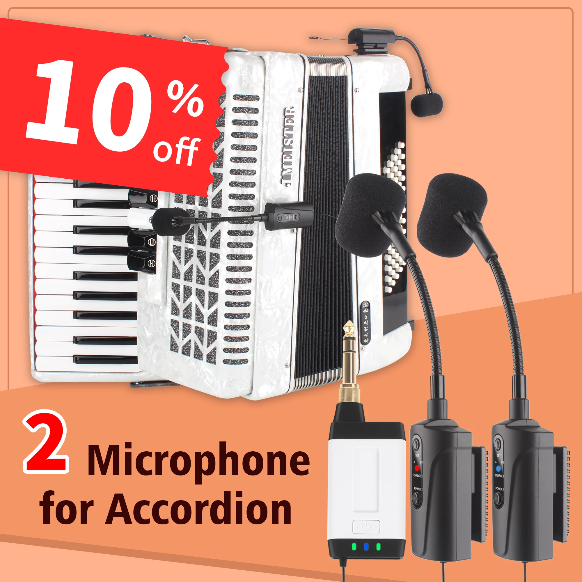 Accordion을 위해 설계된 2개의 송신기 Q2/AT-5A UHF 무선 굿넥 마이크 시스템을 갖춘 무선 마이크