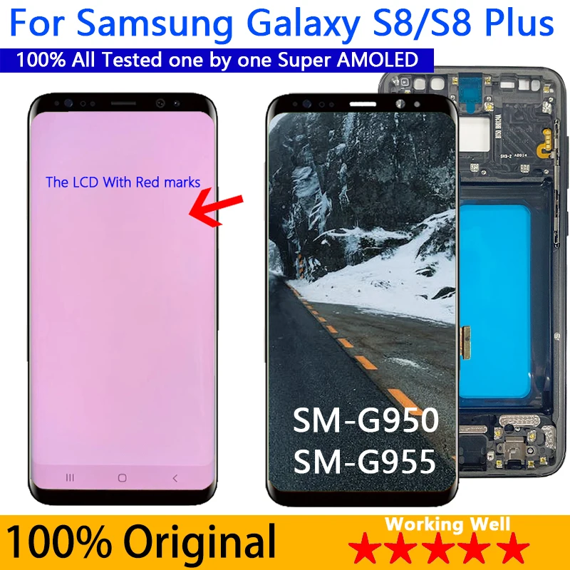 Original Super Amoled S8 G950 Lcd With Frame For Samsung Galaxy S8 G950f Display S8 Plus G955