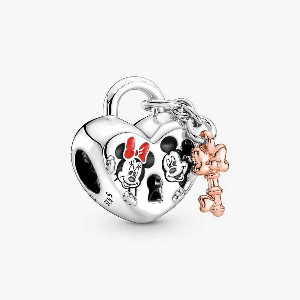 Fit Originale Pandora Charms Bracciali Disney Mickey Mouse E Minnie Mouse Lucchetto Charm Beads Jewelry Berloque