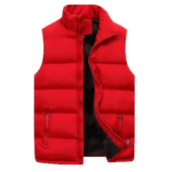 M-6XL! New Fashion Vest Sleeveless Stand Collar Zipper Winter Hot Sale Classical Outerwear Solid Color Cotton Jacket