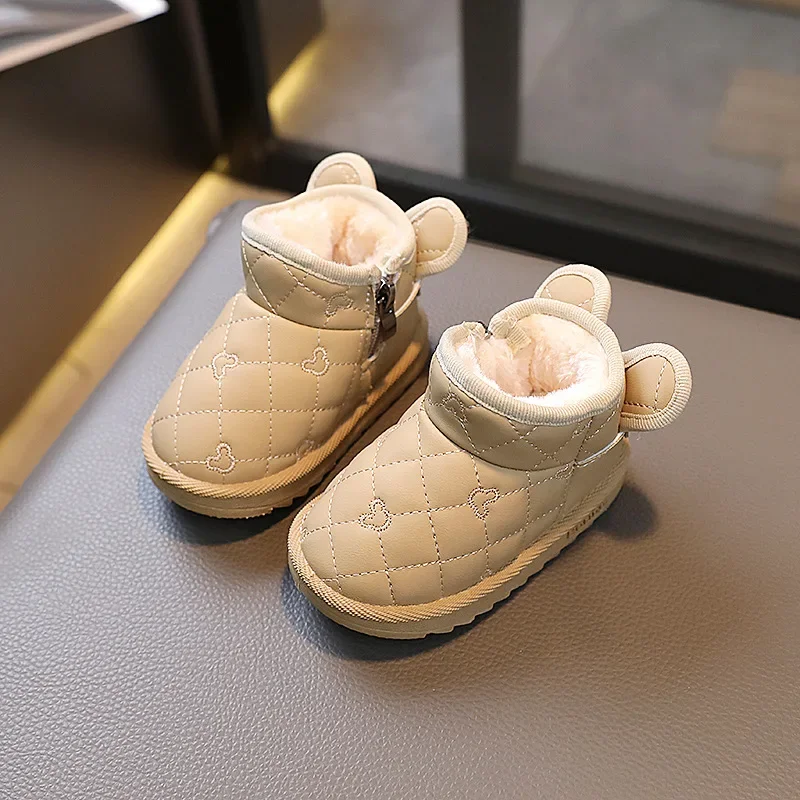 Baby Boots Shoes Winter Snow Boots Baby Girls Boys Cartoon Thick Plush Cotton Outdoor Windproof Waterproof
